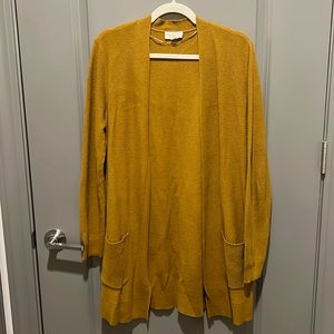 Long Mustard LOFT Cardigan